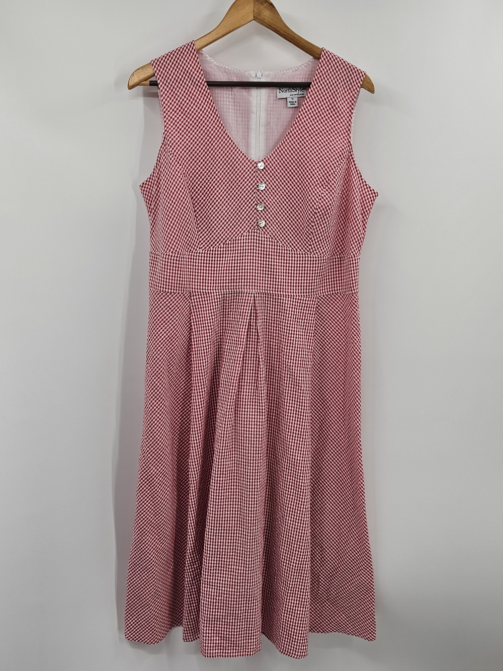 Red Gingham Sleeveless A-Line Dress Size 14